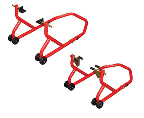 BikeTek Series 3 Front And Rear Track Paddock Stand Set Red
