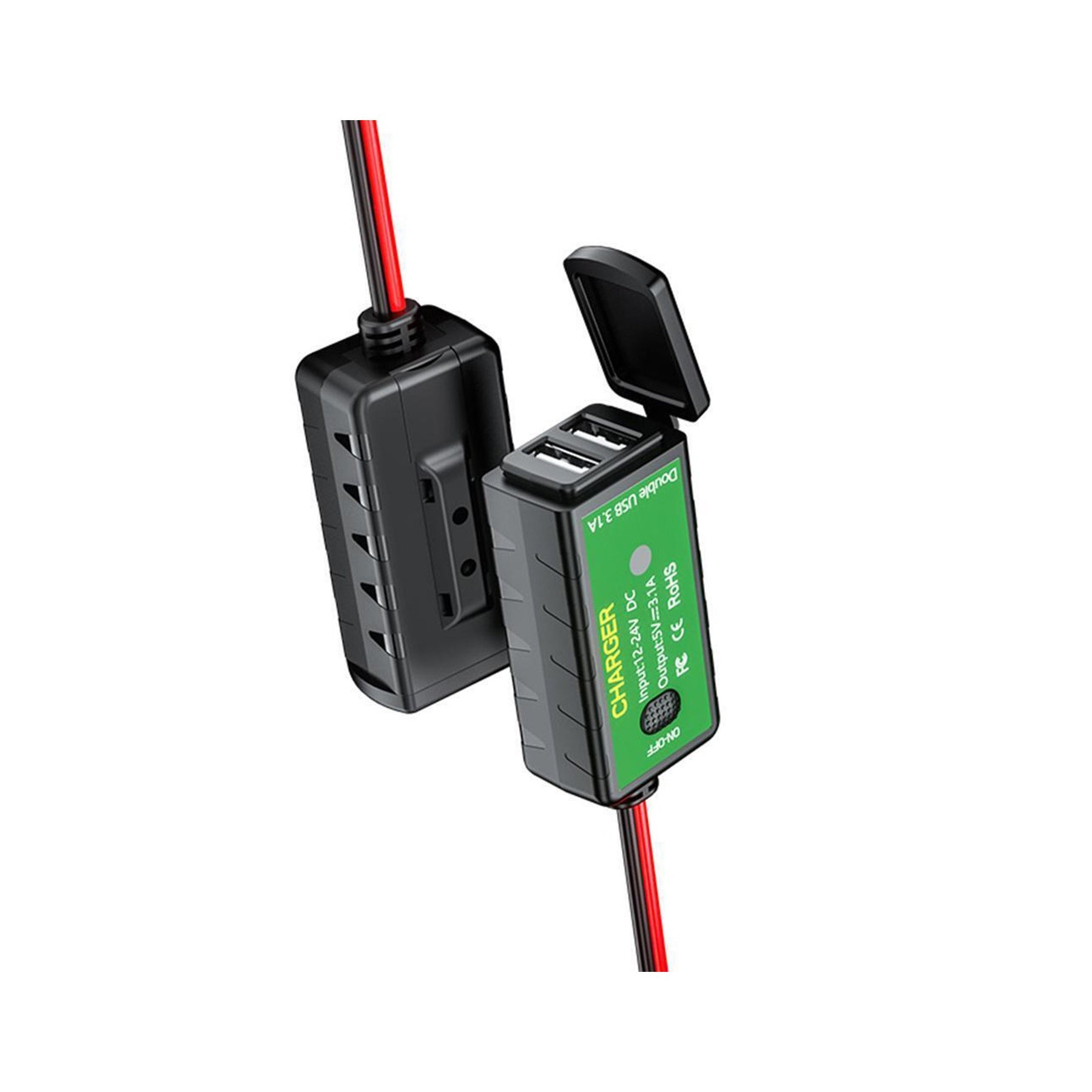 Bike It Power Supply Twin USB With On/Off (Input DC12-24v Output DC5v 3.1a)