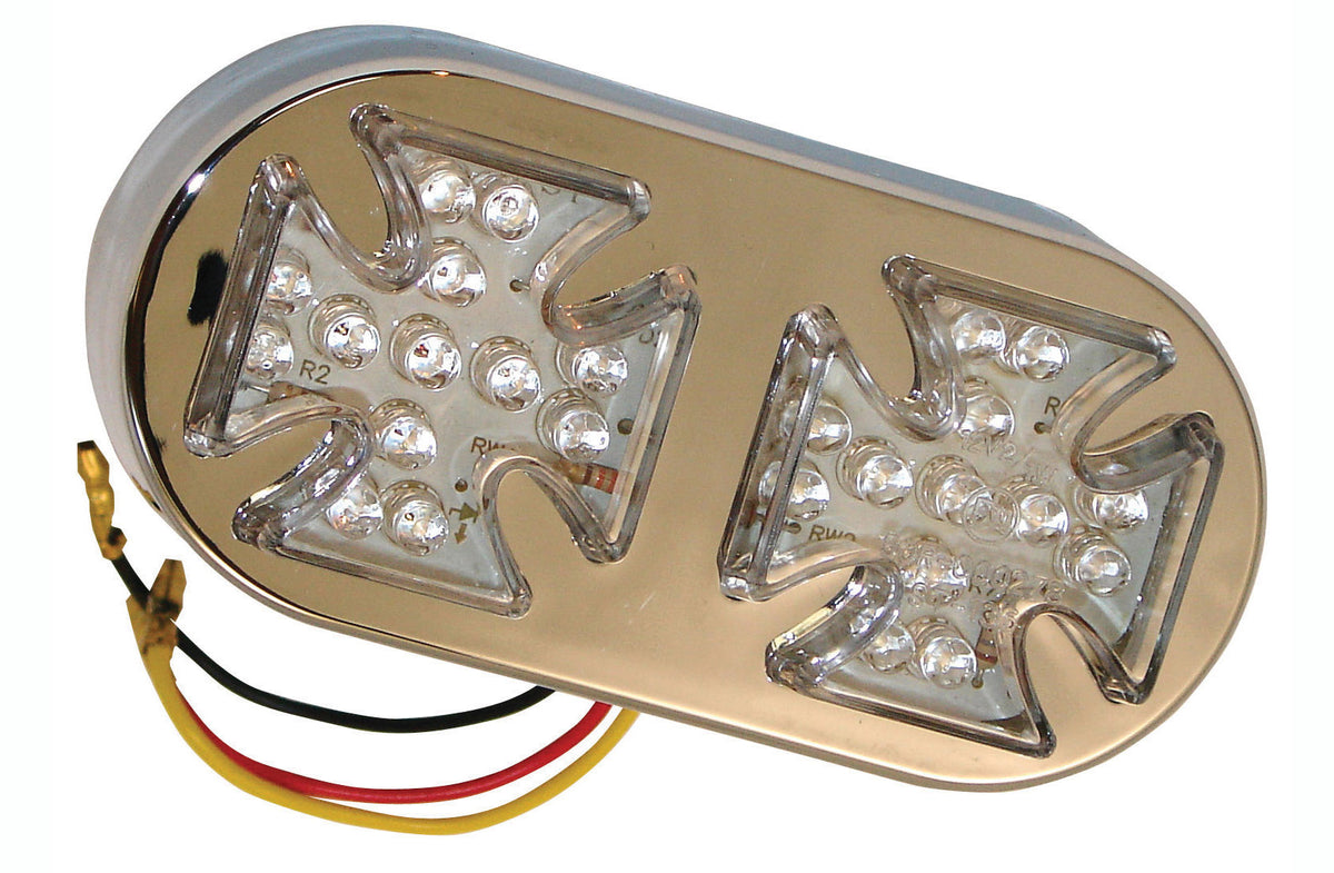 Bike It Twin Maltese Cross LED Rear Light Clear Lens Custom Fit