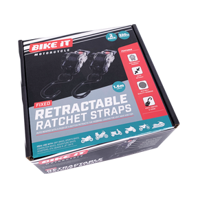 Bike It Fixed Auto Retractable Ratchet Tie Downs – 25mm x 1.6m (2 Pack)