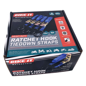 Bike It Tiedown Straps – 25mm x 5m with Ratchet Adjuster (4 Pack)