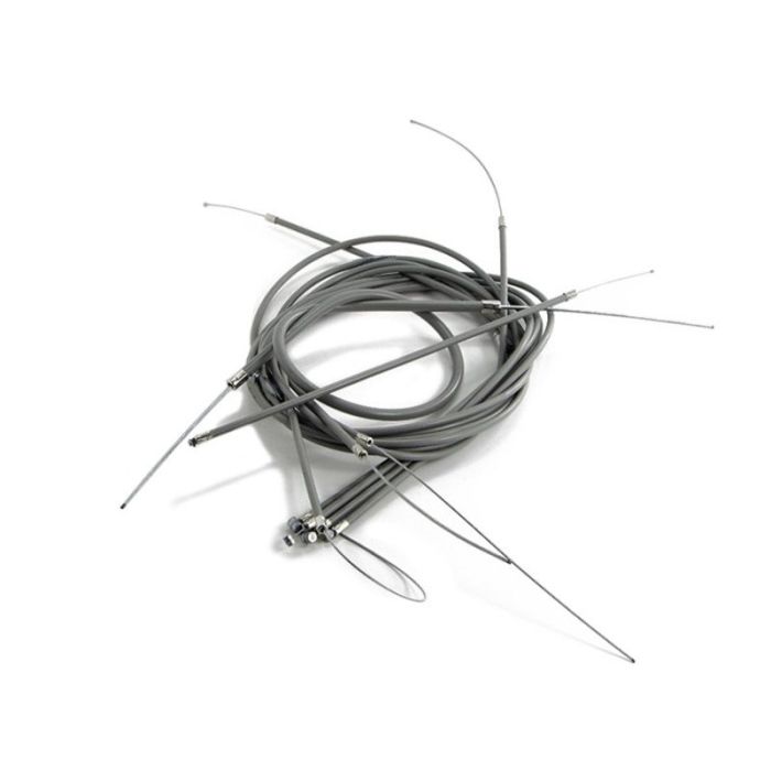 Scootopia Lambretta LI, SX, TV Grey Cable Set without Grease Nipples