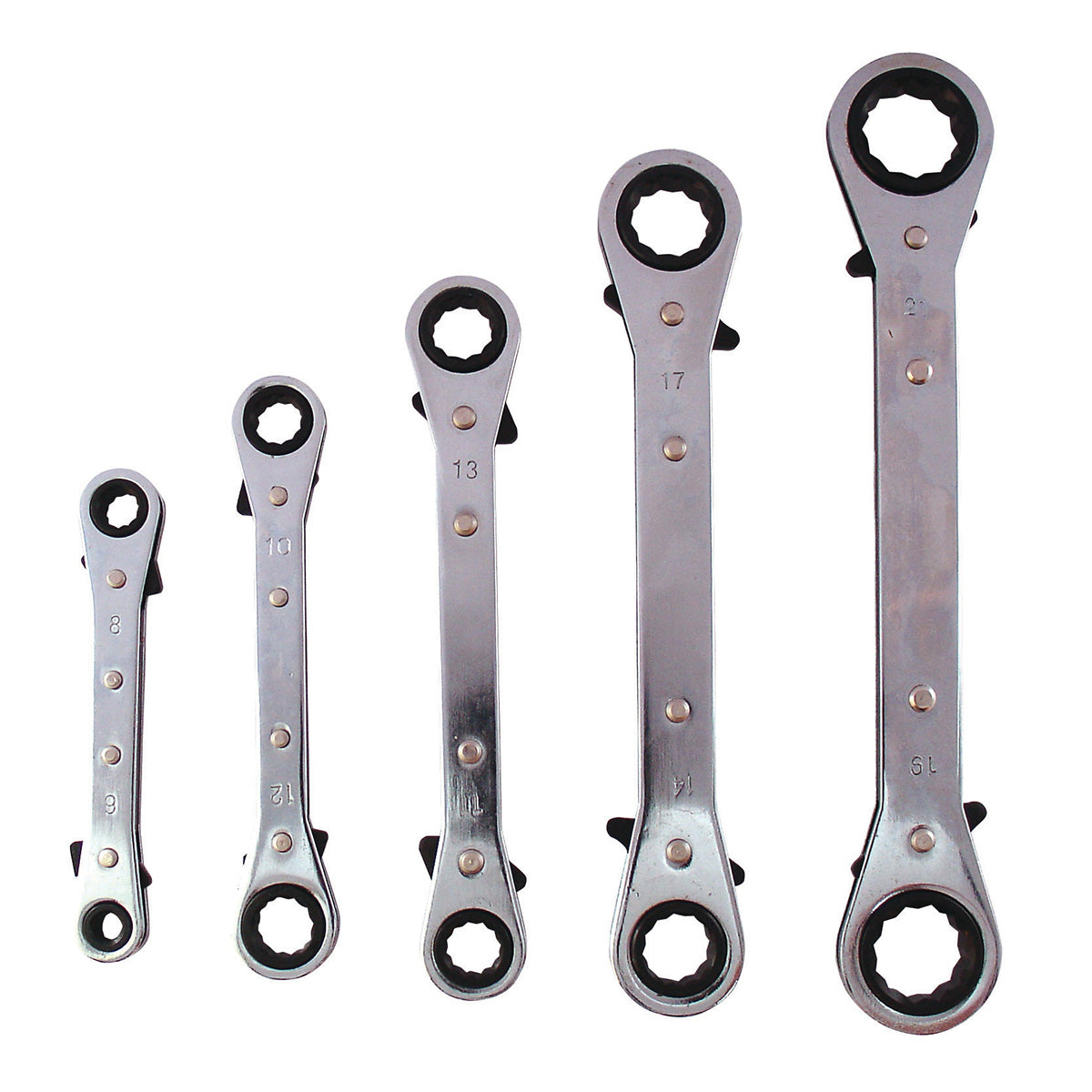 Bike It Ratchet Spanner Set 5-Piece Reverse Action Motorcycle Tool - Beedspeed