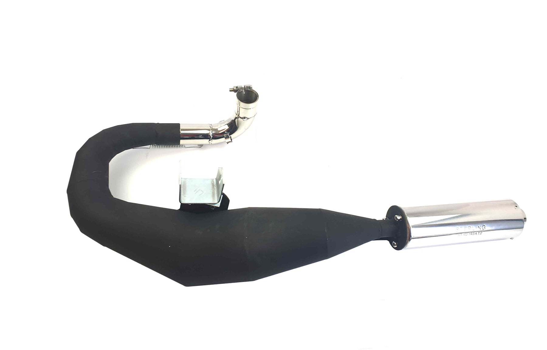 Vespa PX125 P125X LML  Sterling Expansion Performance Exhaust - Left Hand - Black with Stainless End Can