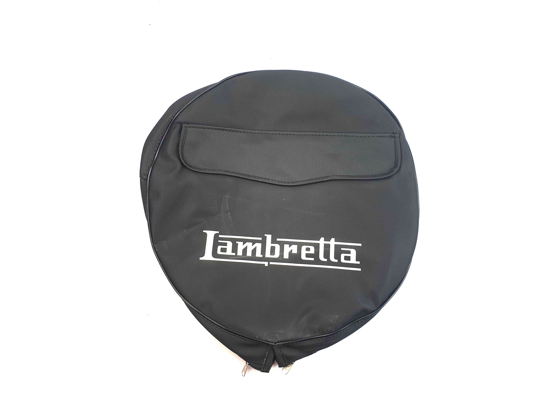 Lambretta Series 1 2 3 Li GP SX TV 10" Spare Wheel Cover - Black with White Logo And Pouch