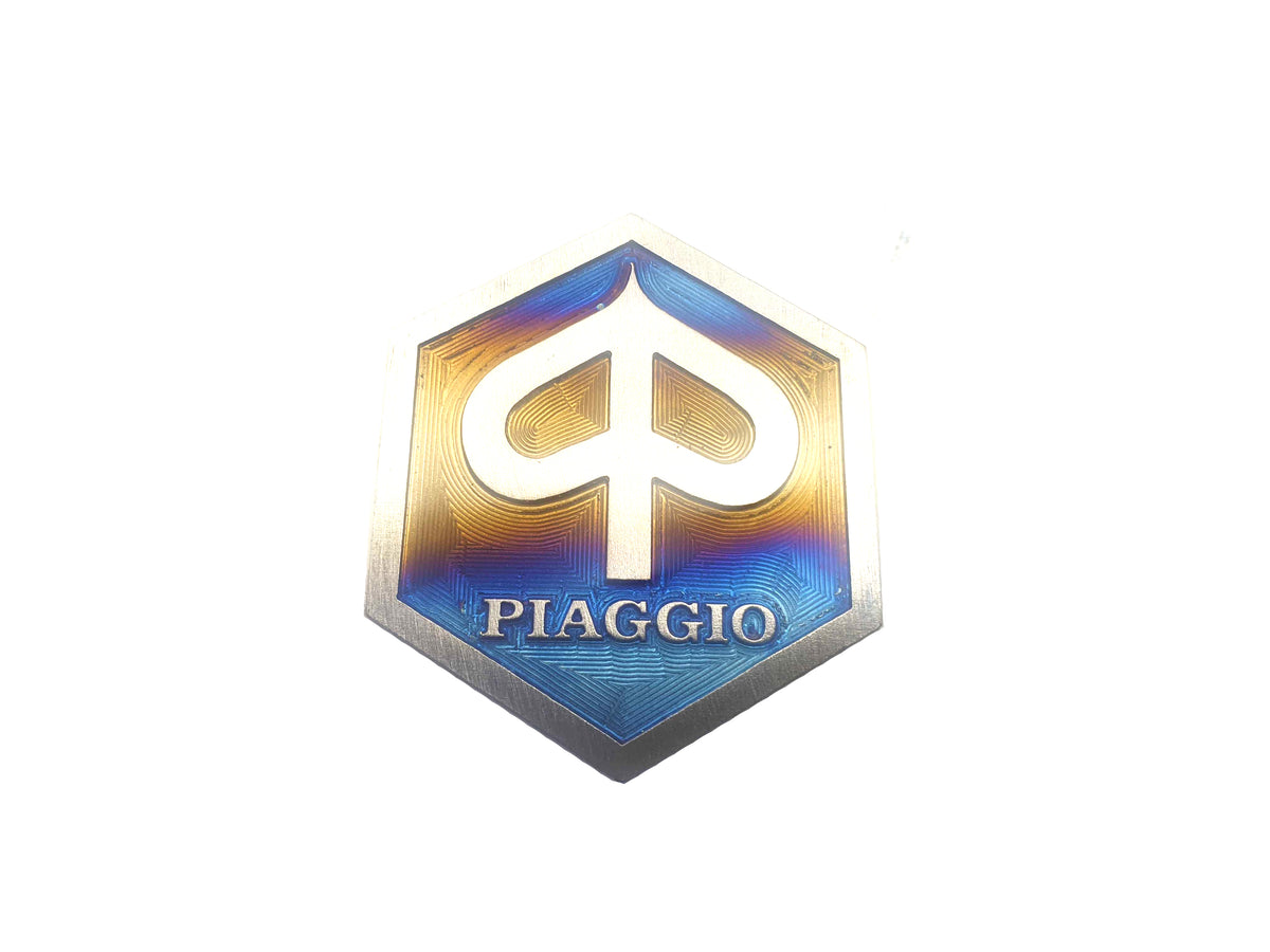 Vespa Piaggio Titanium Stick On Hexagon Badge 40mm