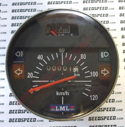 Vespa - Speedometer - LML - PX MY Type - Black Face - 120KMH