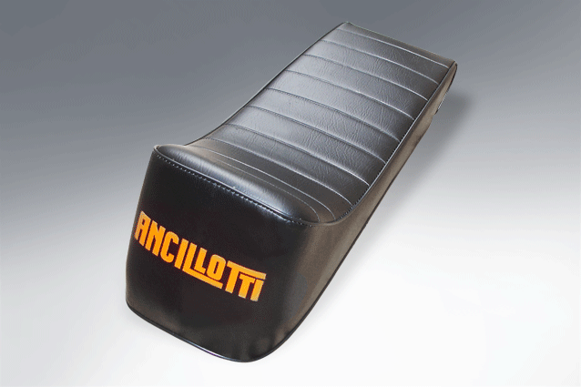 Lambretta - Seat Ancillotti Slope Back Long - Black With Logo - 