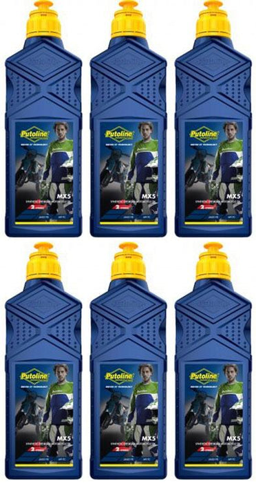 Oil - Putoline - MX5 Fully Synthetic Two Stroke - Pre Mix - 1 Litre - 6 Pack