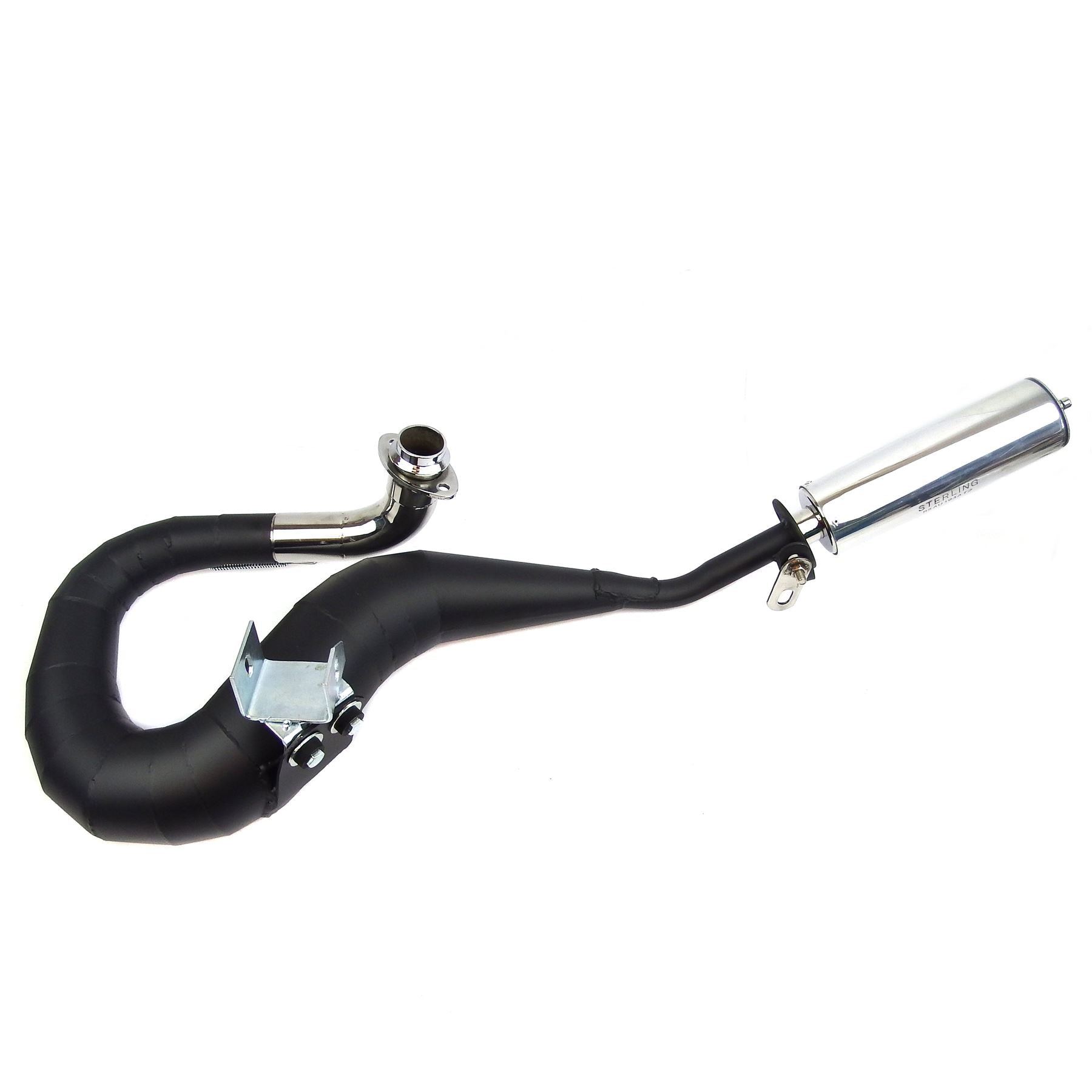 Vespa T5 Mk1 Classic 125 Sterling Expansion Performance Exhaust - Right Hand - Black with Stainless End Can