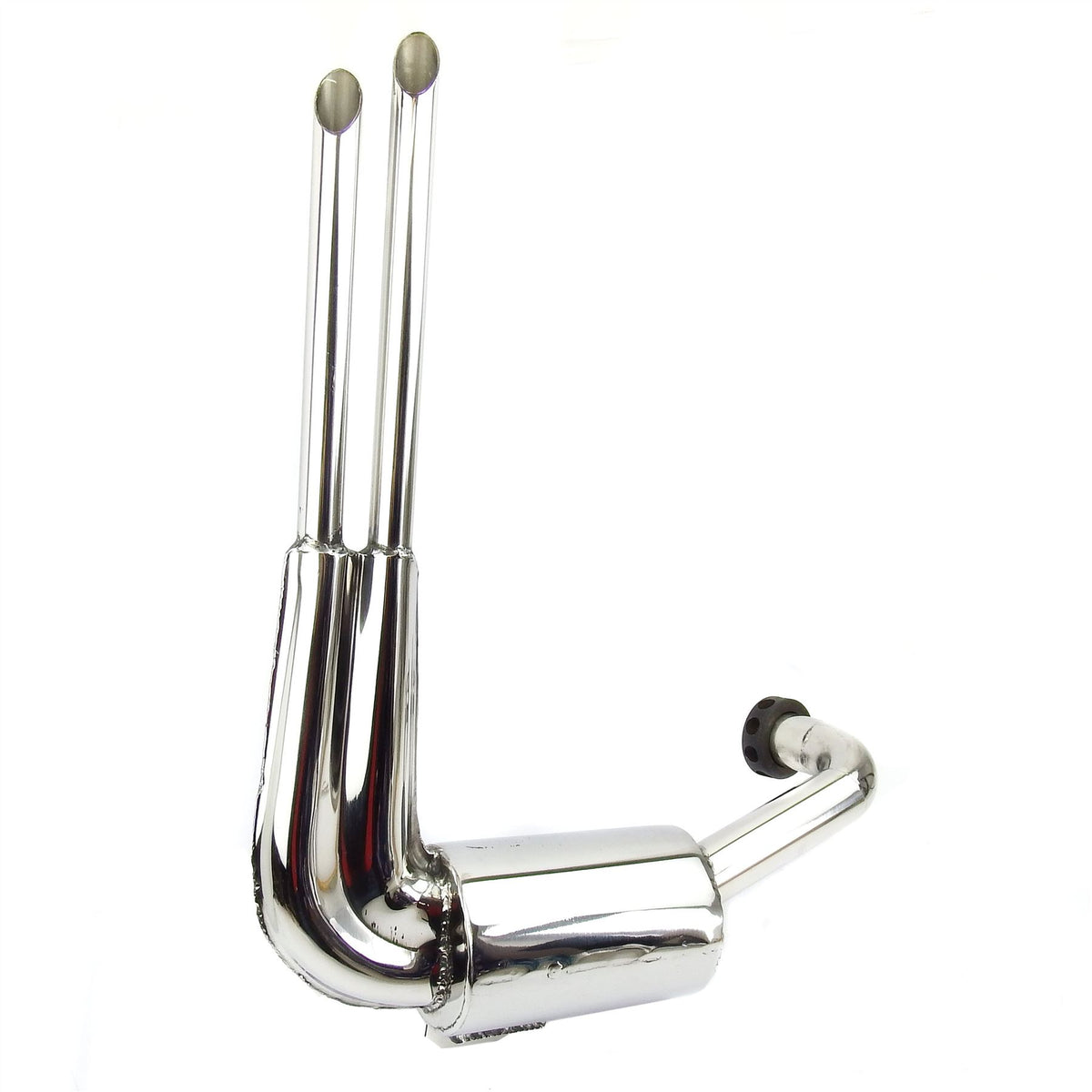 Vespa GS150 Exhaust Retro Twin Tailpipe Abarth Replication - Polished Stainless Steel