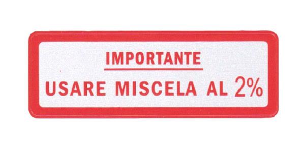 Vespa Important Use 2% Oil Mixture Sticker 60mm x 20mm - Red/Silver - Italian