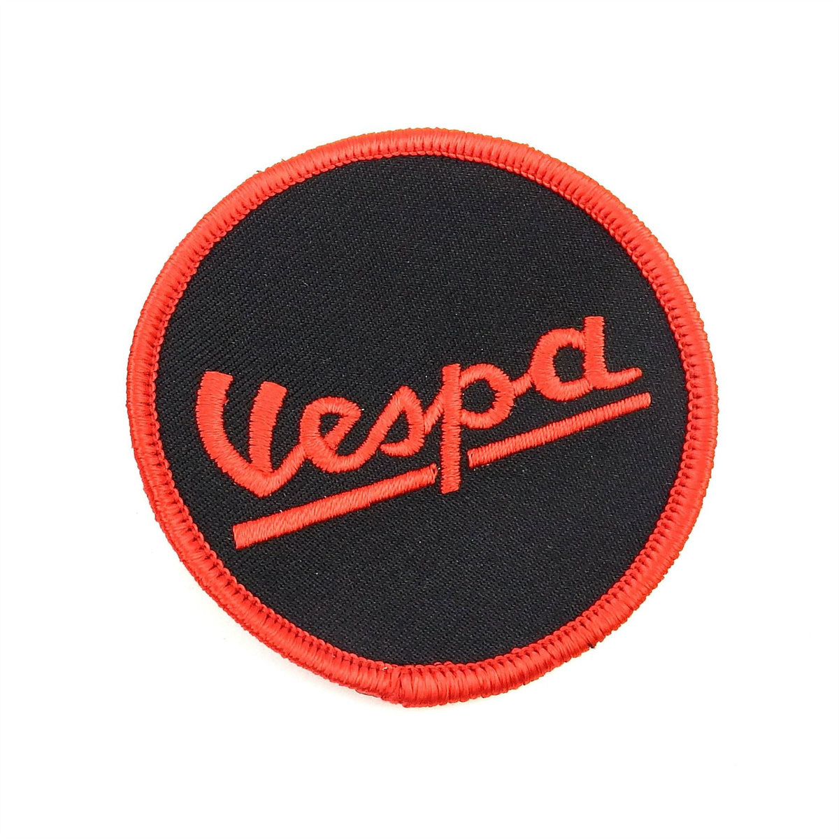Vespa Round Patch Sew On - Black & Red 7cm
