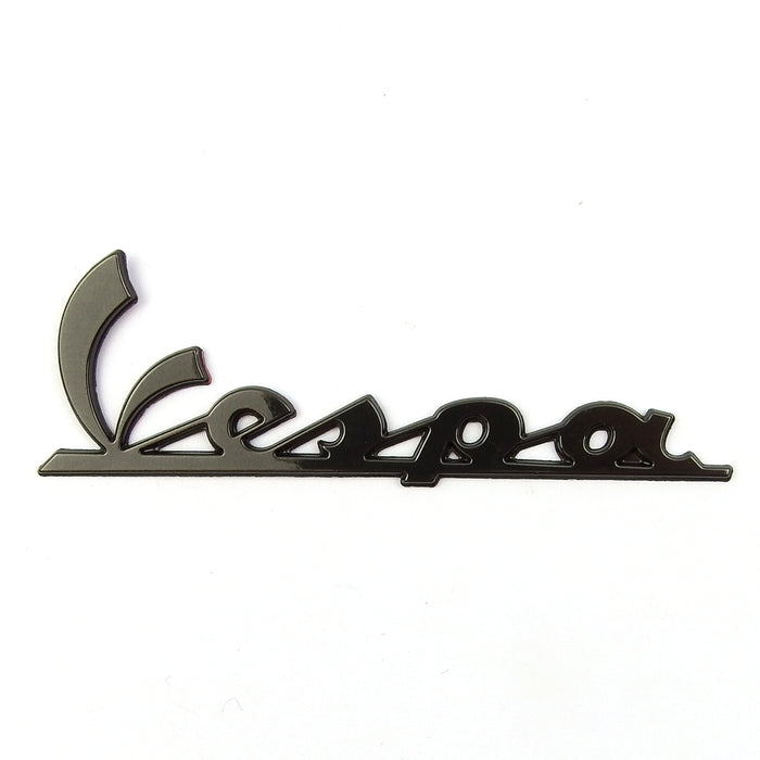 Vespa GTS Super Sport S Side Panel Legshield Badge Black 15cm x 4.9cm