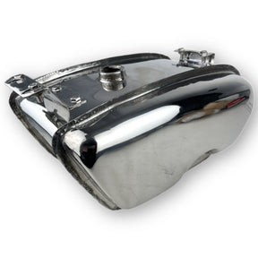 Lambretta TS1 Cut Out Long Range 17 litre petrol tank with built-in toolbox - Polished Stainless Steel