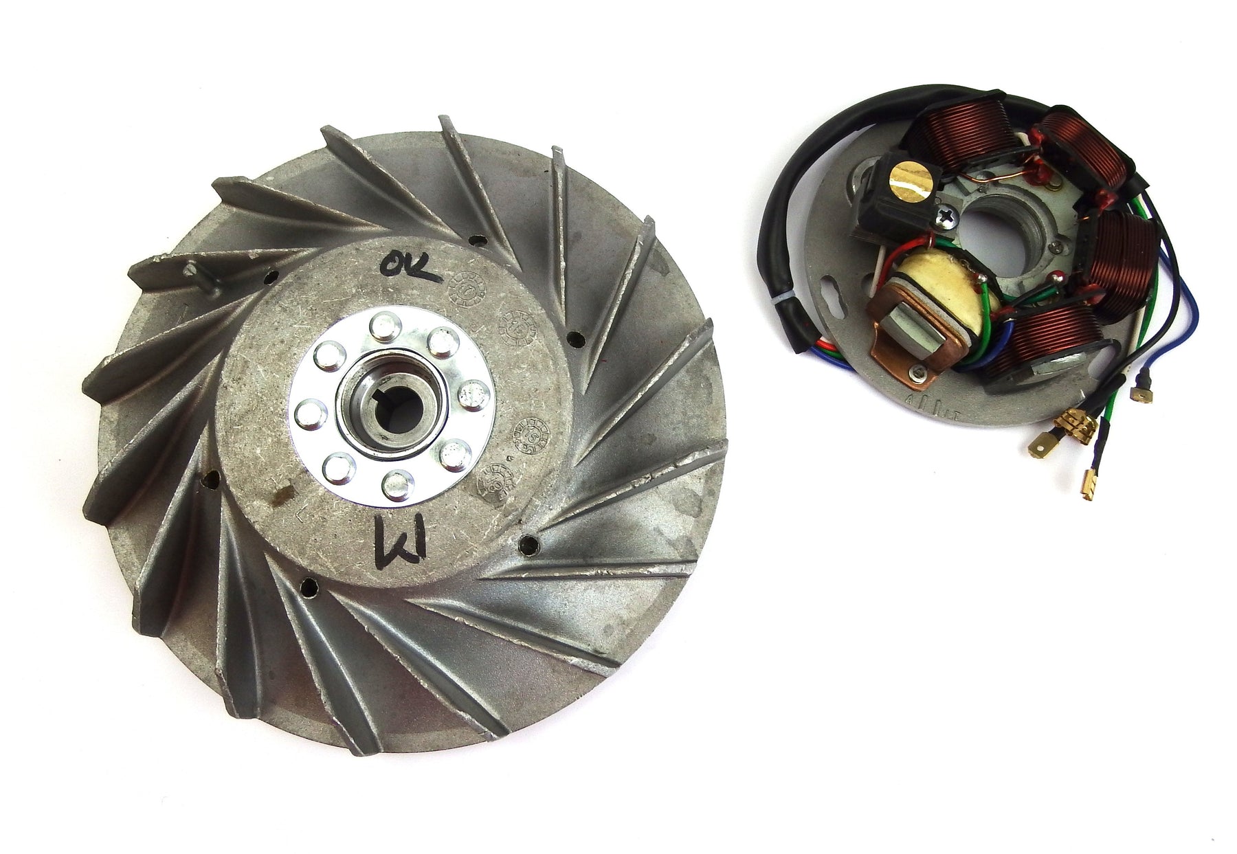 Vespa Stator Plate And Flywheel - P200E or Conversion from 6 V