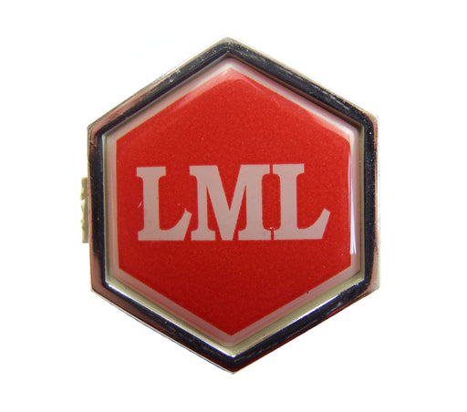 Vespa LML Hexagon Shaped Clip In Horncover Badge Red