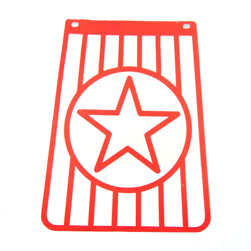 Long Star Red On White Mudflap