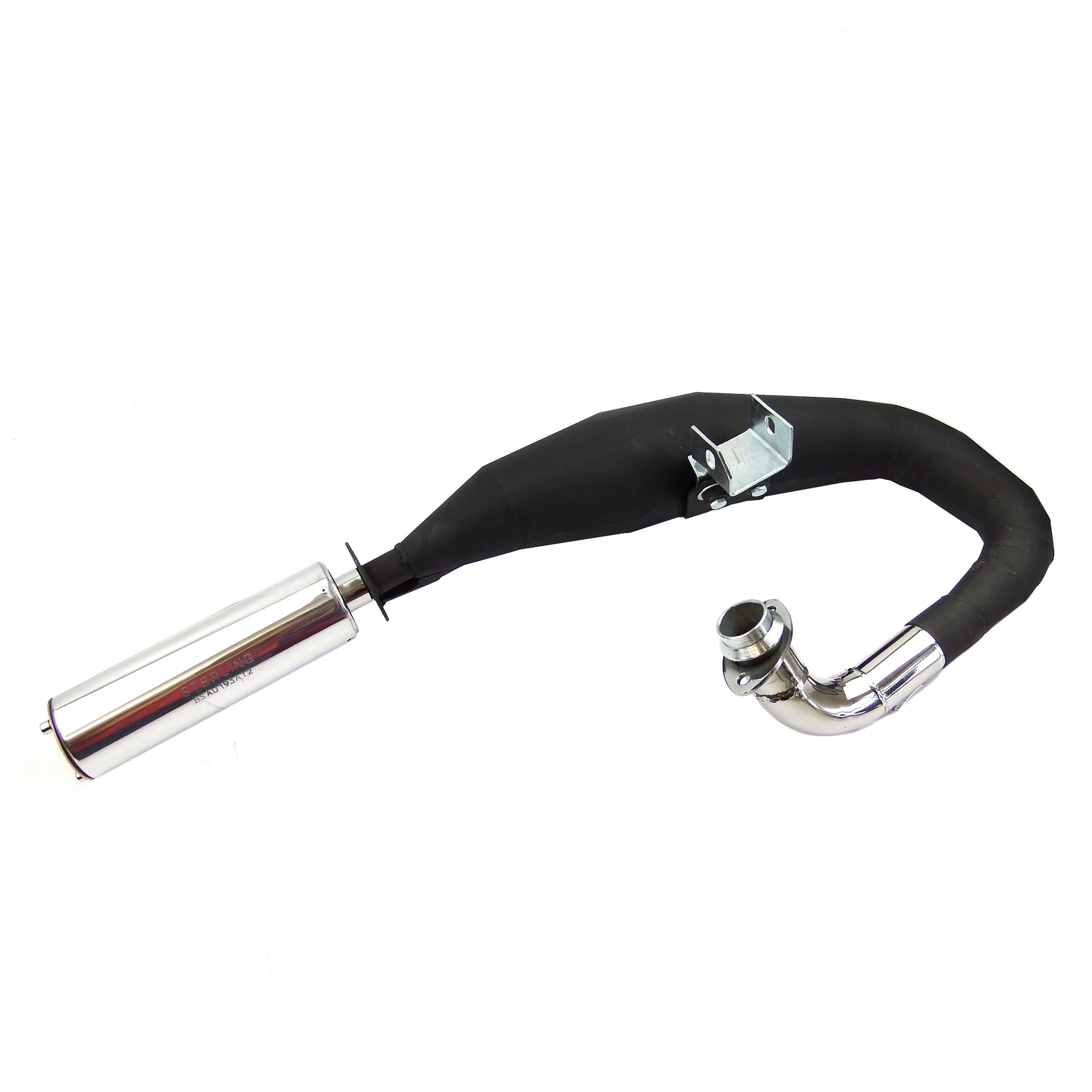 Vespa T5 Mk1 Classic 125 Sterling Expansion Performance Exhaust - Left Hand - Black with Stainless End Can