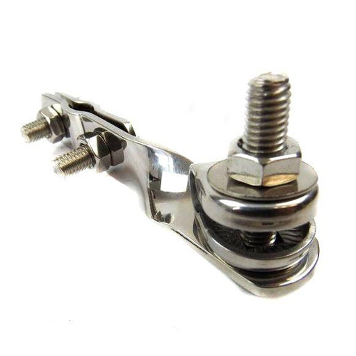 Vespa Lambretta Scooter Twisted Mirror & Spotlight Clamp W Clamp And D Clip - Polished Stainless
