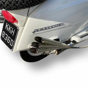 Lambretta Series 1 2 3 Li GP SX TV Fiamm Double Sided Triple Pipe Exhaust - Chrome
