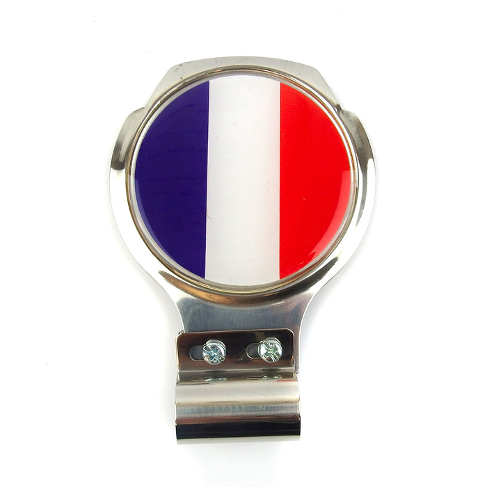 Vespa Lambretta French Flag Badge Bar Plaque - Stainless Steel