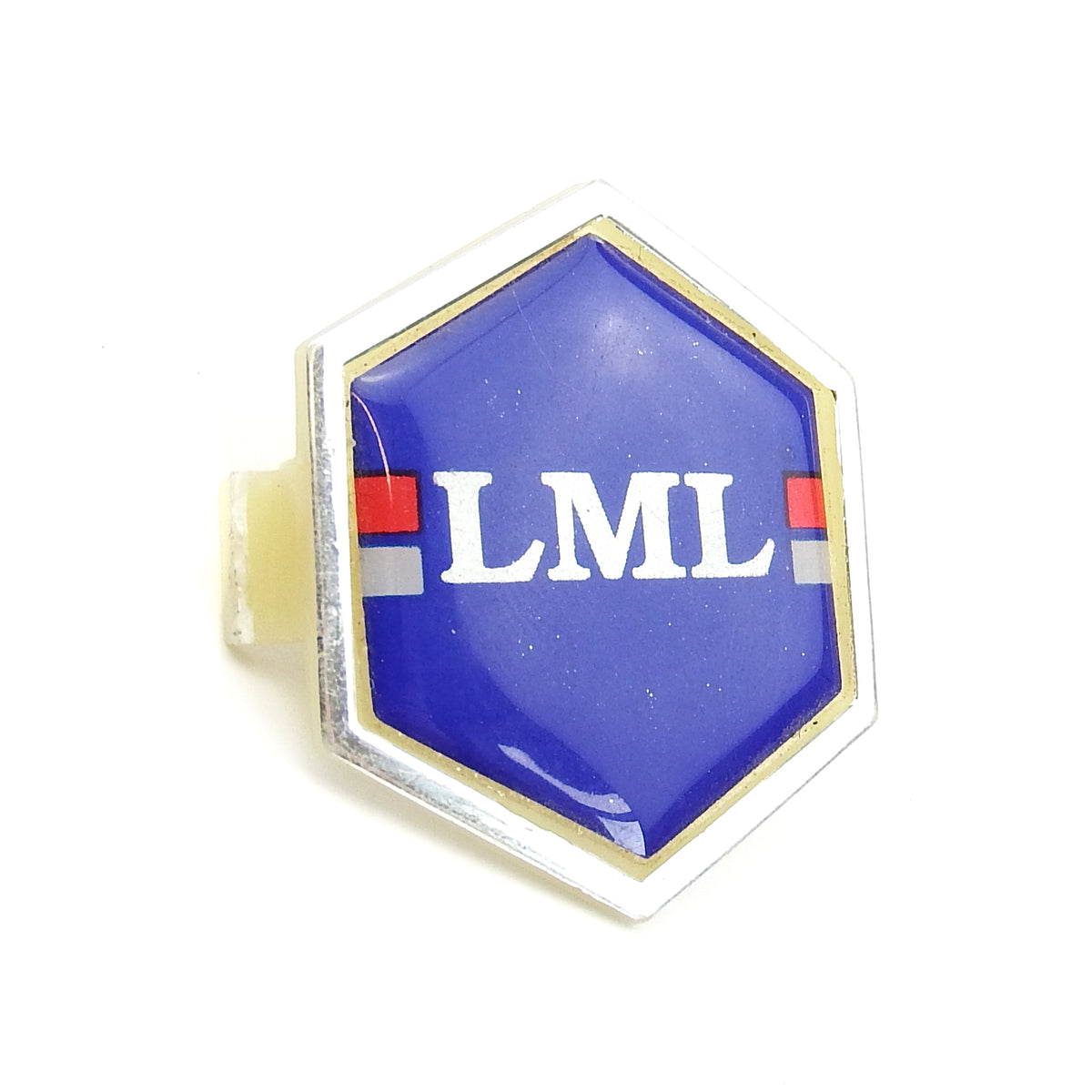 Vespa LML Hexagon Shaped Clip In Horncover Badge Blue