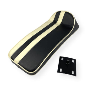 Lambretta Series 1 2 3 Racing Seat - Black w/ Cream Stripes & Piping