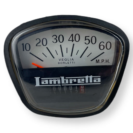 Lambretta GP DL Speedometer 60MPH with Black Face - Italian Fitting