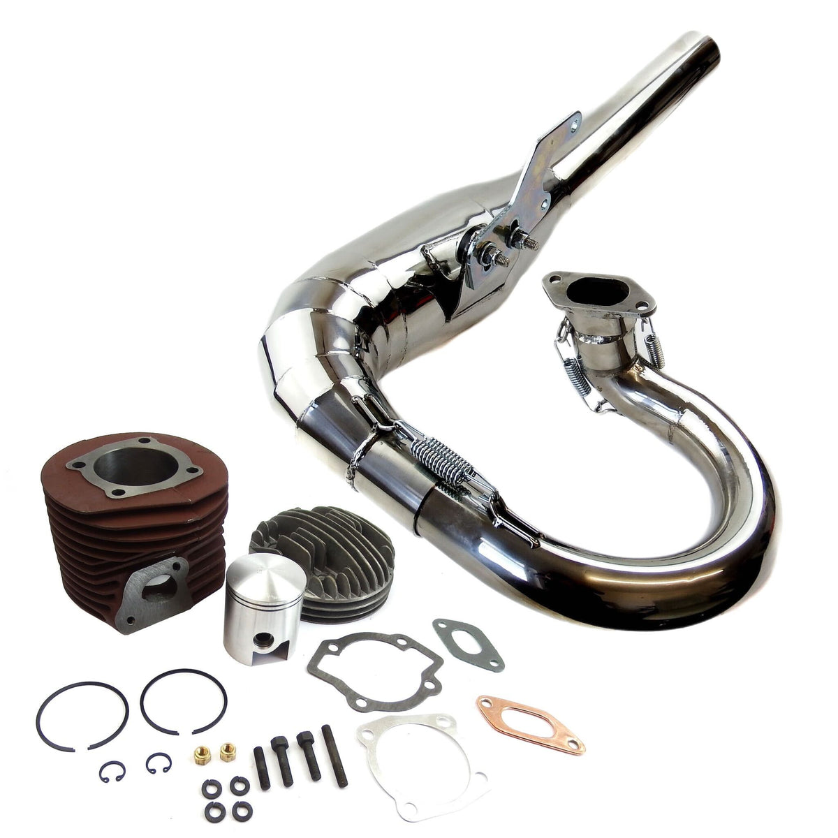 Lambretta 175cc Iron Cylinder Kit & Lambretta Series 3 DJ Style Exhaust Bundle