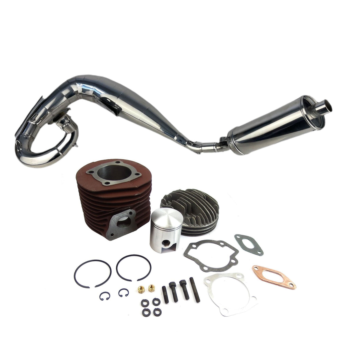 Lambretta 175cc Iron Cylinder Kit & Lambretta Series 3 Taffy Style Expansion Exhaust Bundle