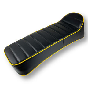 Lambretta Series 2 3 Li GP SX TV Ancillotti Slope Back Seat with Logo - Black with Yellow Logo and Piping