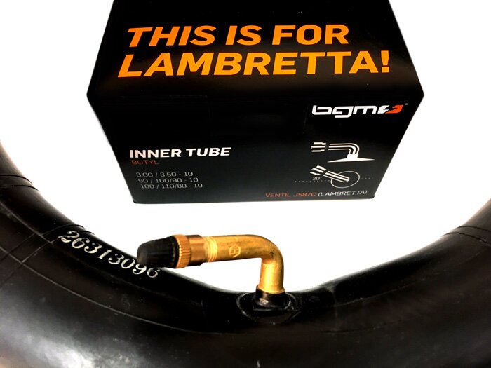 Lambretta BGM PRO 10 inch Inner Tube 45 Degree Valve- 3.50-10, 100/80-10, 100/90-10
