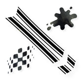 Lambretta GP DL Black Sticker Set - Side Panel Stripes, Chequered Flag & Ink Splash Stickers