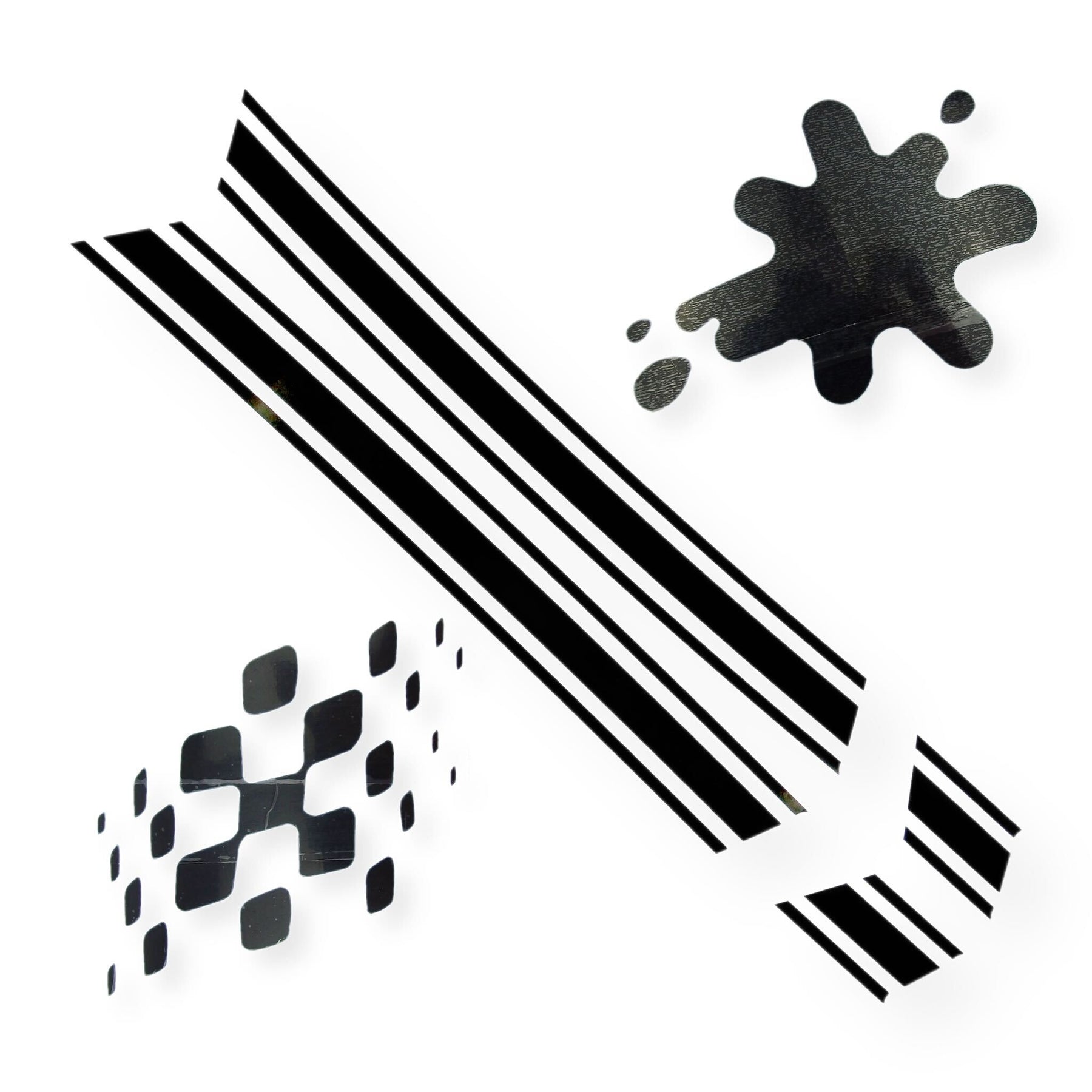 Lambretta GP DL Black Sticker Set - Side Panel Stripes, Chequered Flag & Ink Splash Stickers