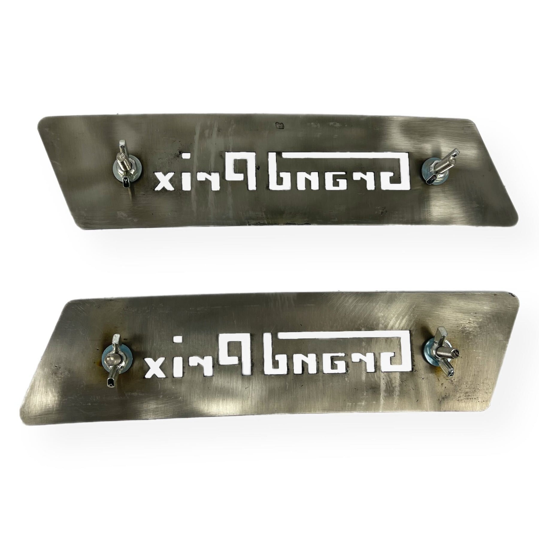 Lambretta GP Side Panel Grills 'Grand Prix' Logo Laser Cut - Polished Stainless Steel