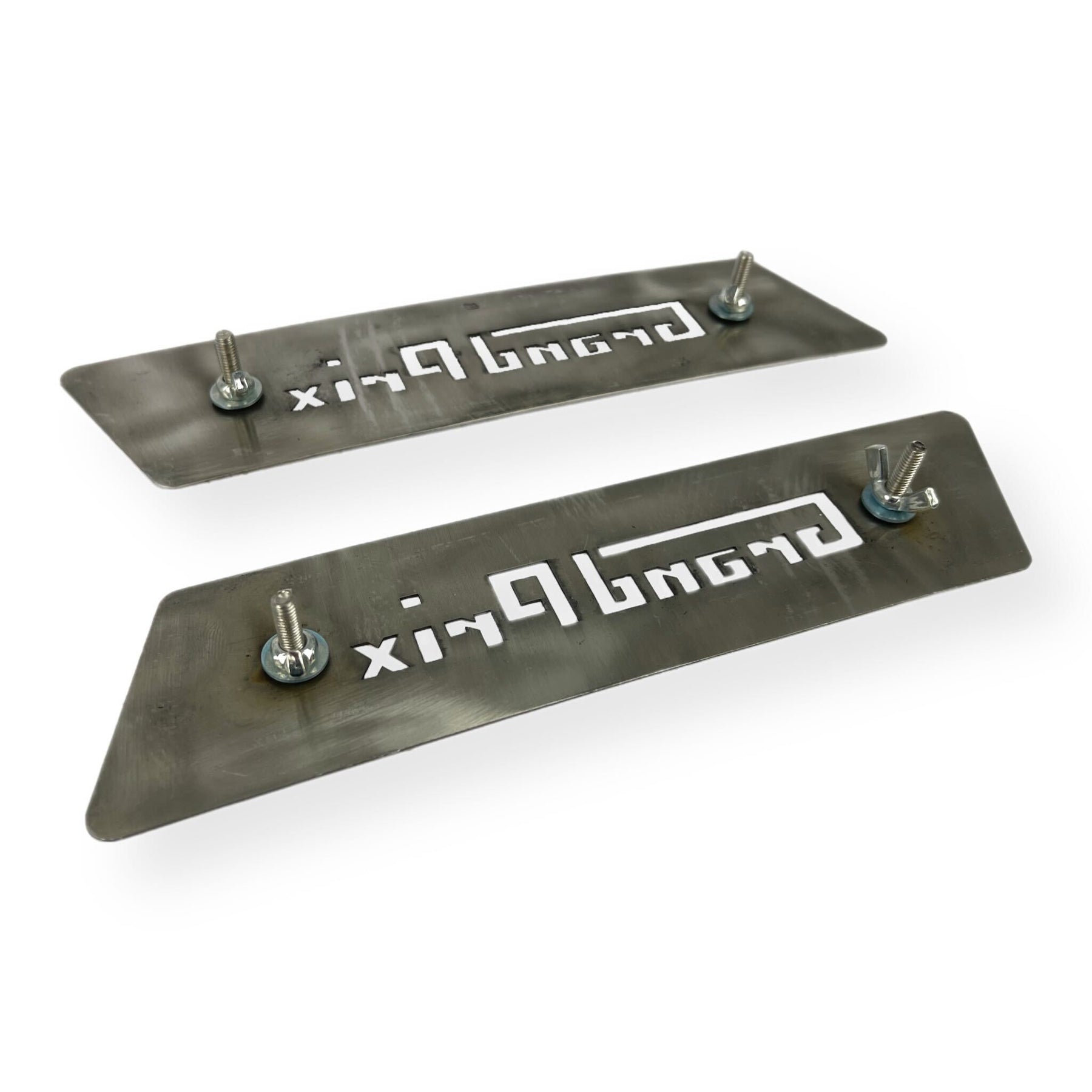 Lambretta GP Side Panel Grills 'Grand Prix' Logo Laser Cut - Polished Stainless Steel