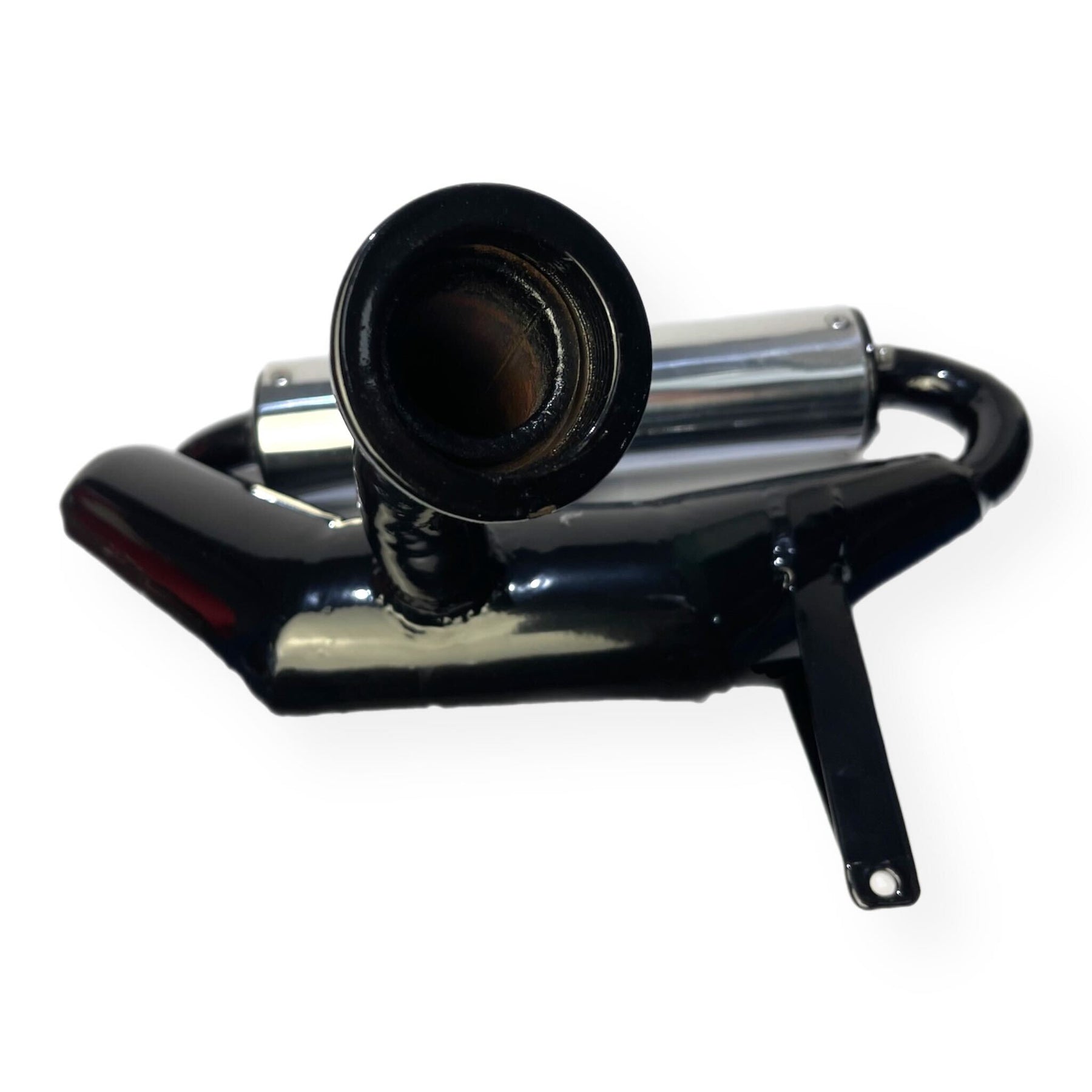 Lambretta LD Series 2 3 125-150cc Snail Pipe Exhaust - Black with Polished End Can