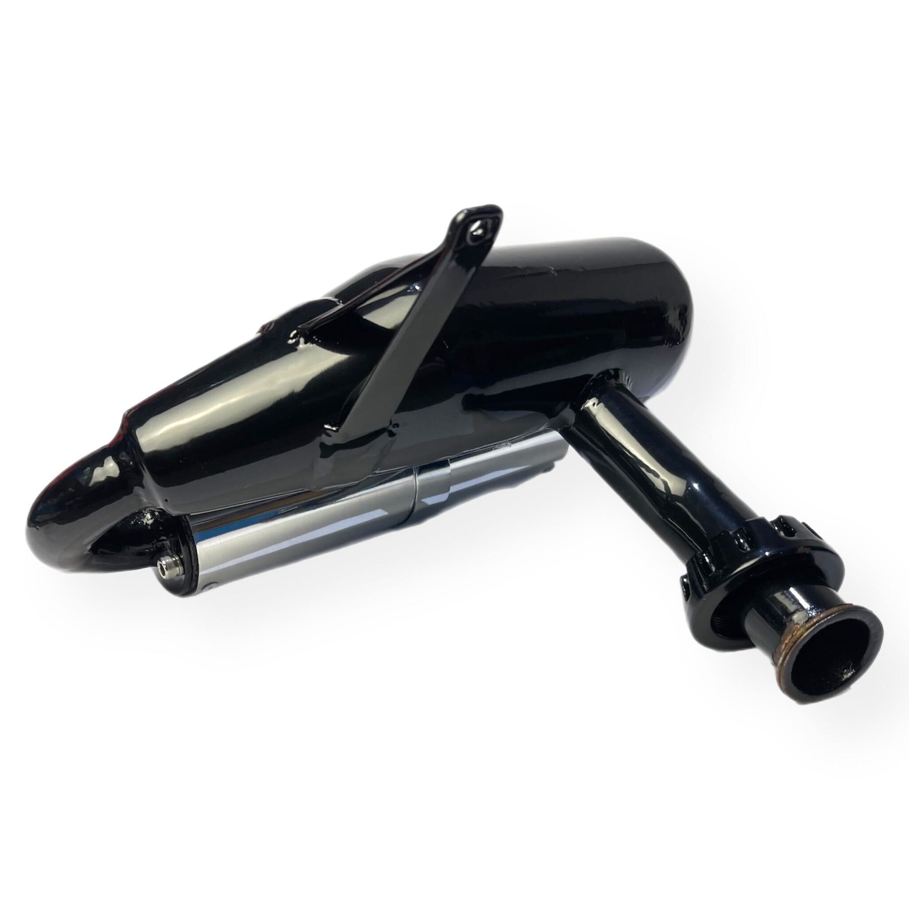 Lambretta LD Series 2 3 125-150cc Snail Pipe Exhaust - Black with Polished End Can