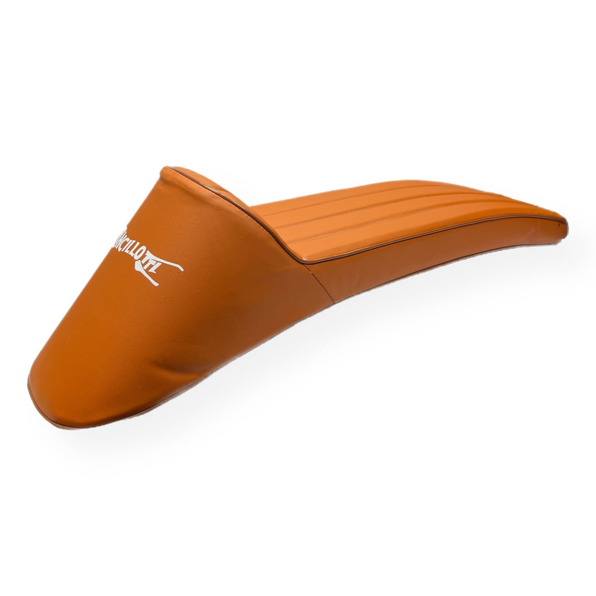 Lambretta Series 1 2 3 Ancillotti Extra-long Slope Back Gori Style Seat with Logo - Tan with White Logo