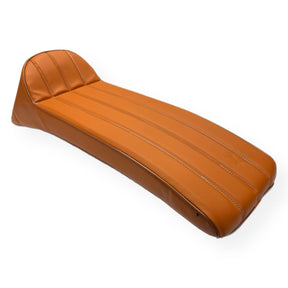 Lambretta Series 1 2 3 Ancillotti Extra-long Slope Back Gori Style Seat with Logo - Tan with White Logo