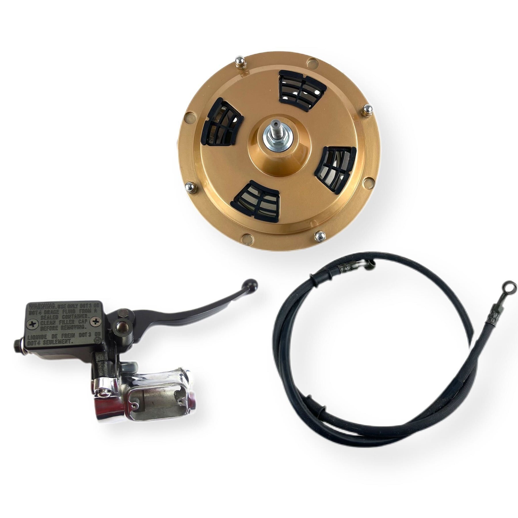 Lambretta Series 1 2 3 Li GP LiS SX TV Hydraulic Outboard Disc Brake Kit - Gold With Black Windows