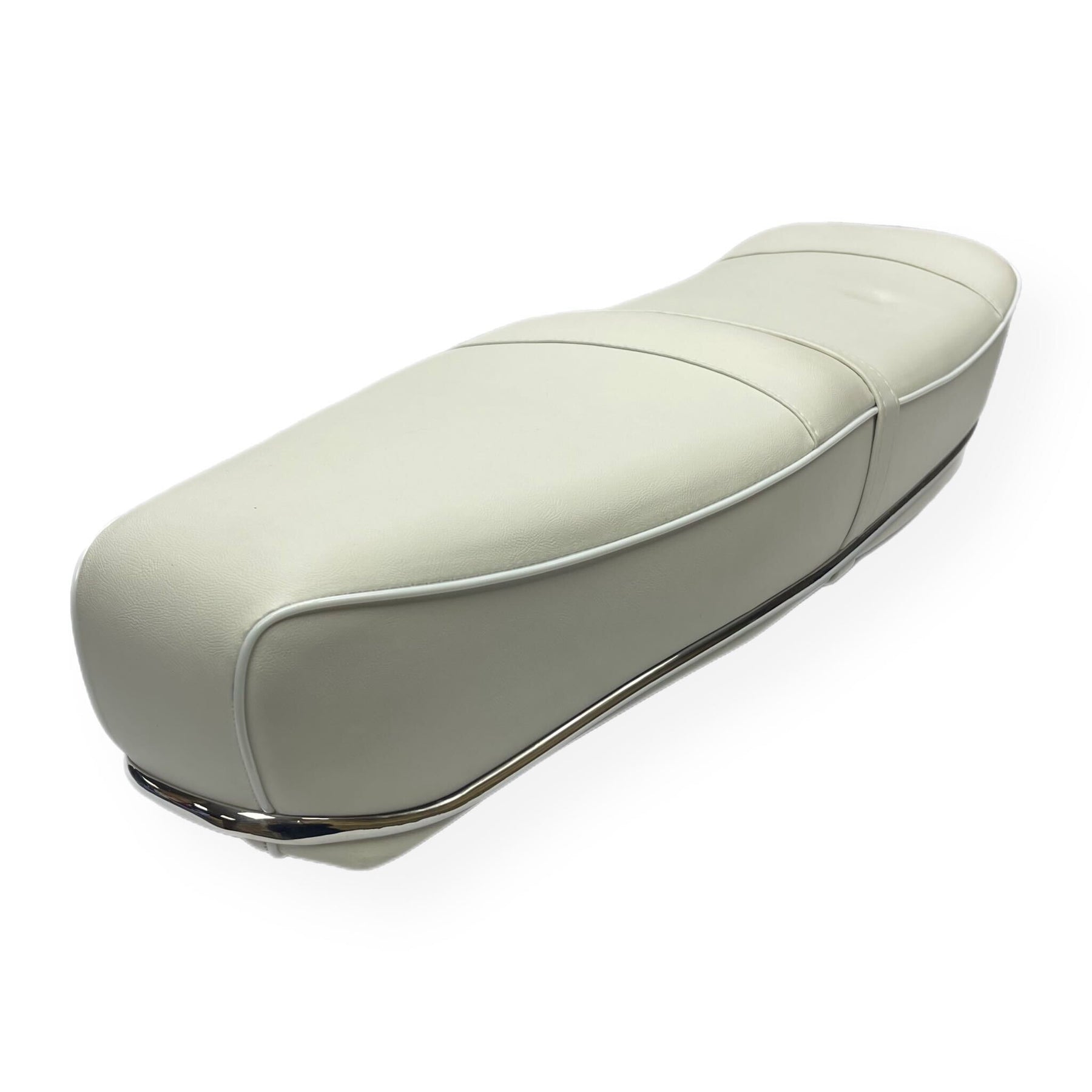 Lambretta Series 1 2 3 Li GP SX TV Pegasus Style Seat - White with Stainless Steel Trim