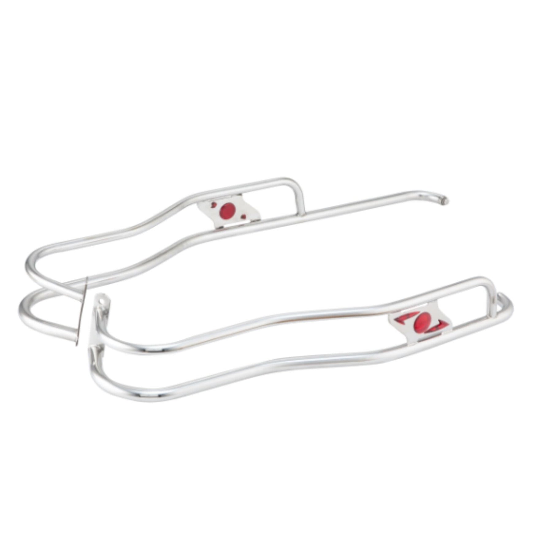 Lambretta Series 1 2 LI 125 150 TV 175 Ulma Style Side Panel Rear Crash Bars - Chrome & Red - Floorboard to Numberplate