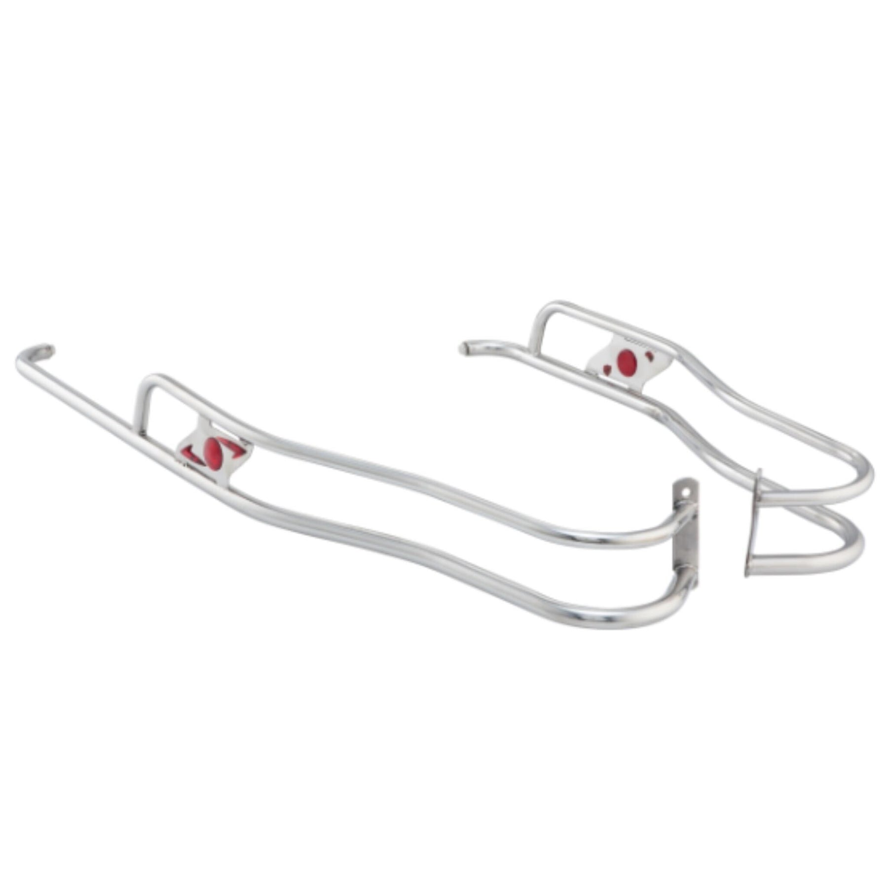 Lambretta Series 1 2 LI 125 150 TV 175 Ulma Style Side Panel Rear Crash Bars - Chrome & Red - Floorboard to Numberplate