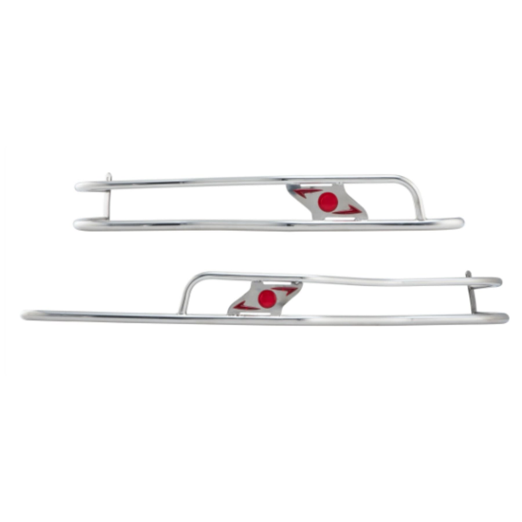 Lambretta Series 1 2 LI 125 150 TV 175 Ulma Style Side Panel Rear Crash Bars - Chrome & Red - Floorboard to Numberplate