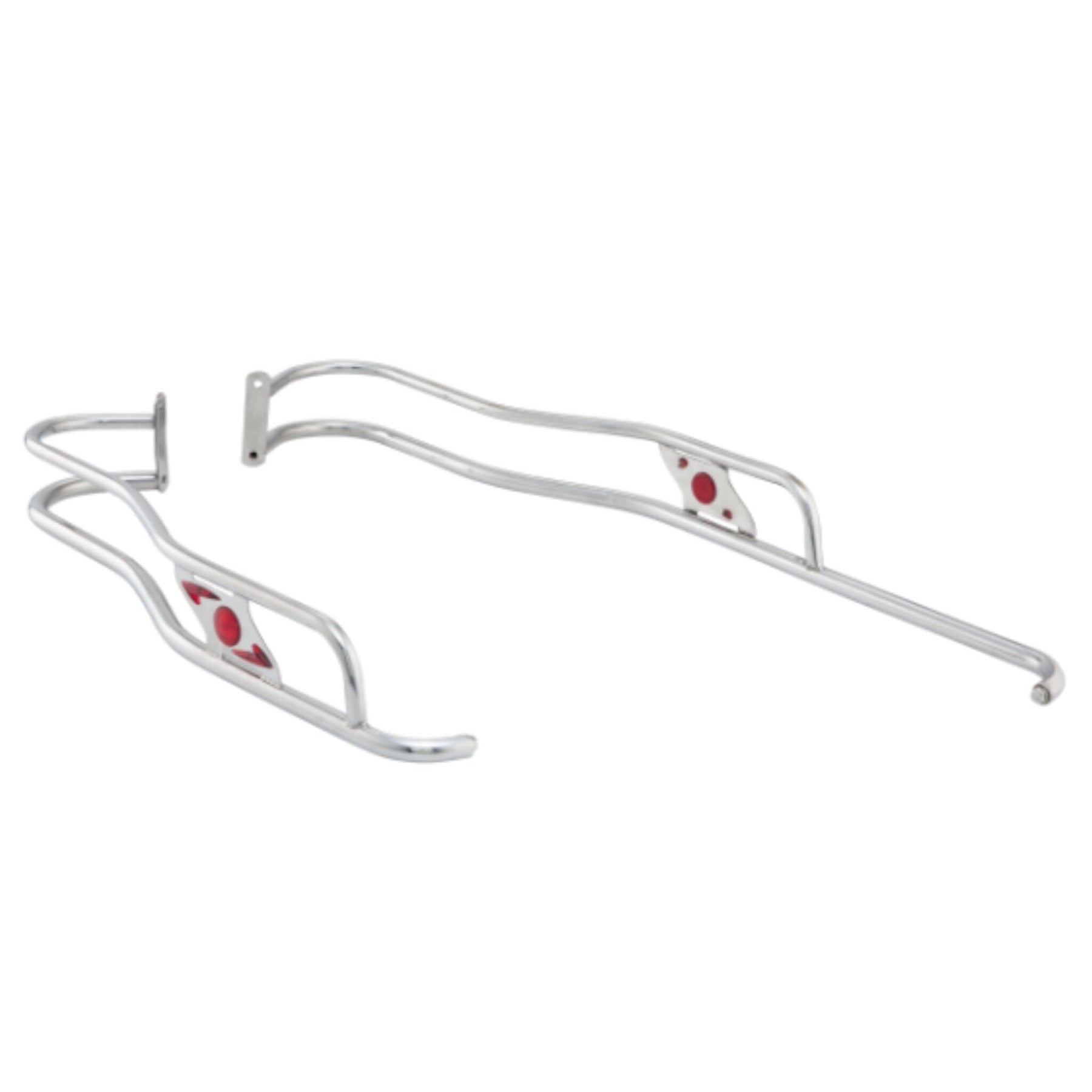 Lambretta Series 1 2 LI 125 150 TV 175 Ulma Style Side Panel Rear Crash Bars - Chrome & Red - Floorboard to Numberplate