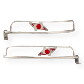 Lambretta Series 1 2 Li TV Ulma Style Side Panel Rear Crash Bars - Chrome & Red - Vertical Fixing