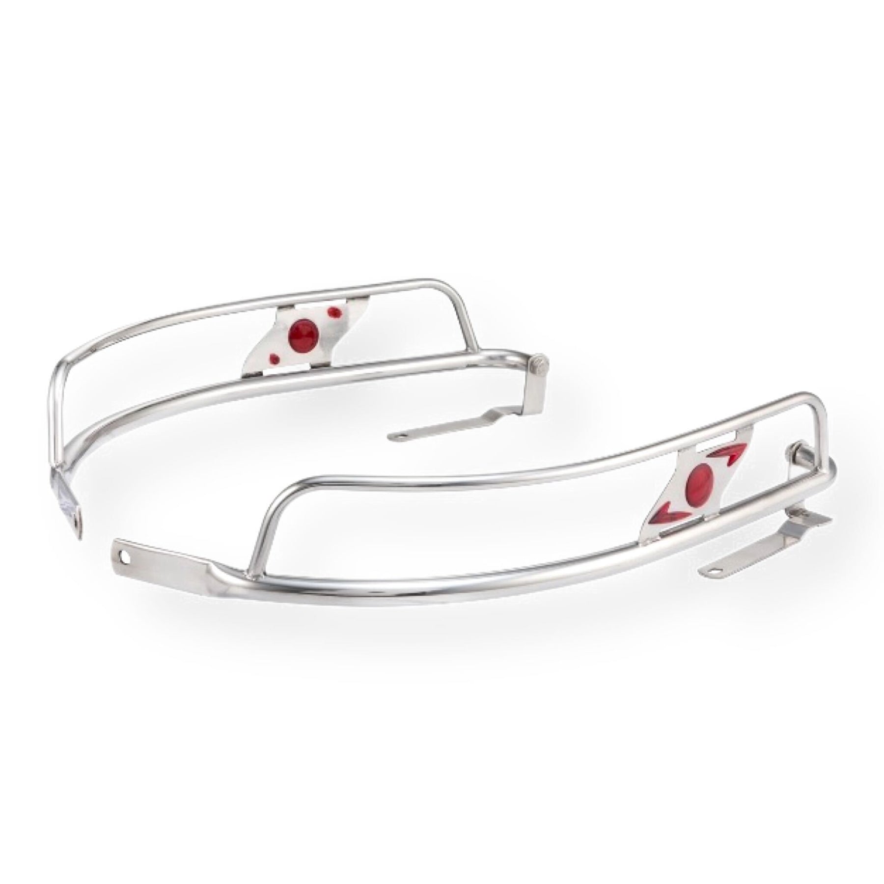 Lambretta Series 3 LI 125 150 Ulma Style Side Panel Crash Bars - Chrome & Red