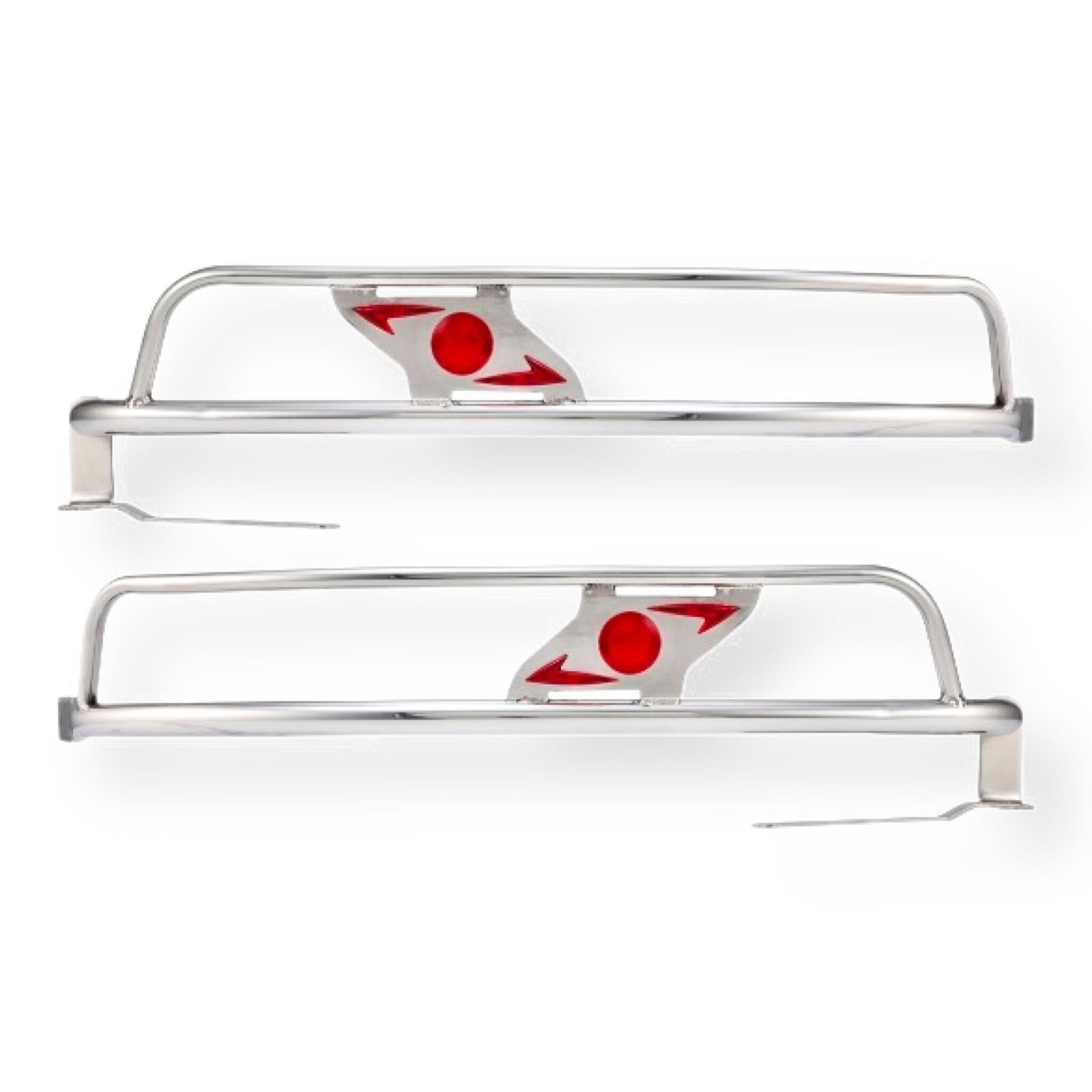 Lambretta Series 3 LI 125 150 Ulma Style Side Panel Crash Bars - Chrome & Red